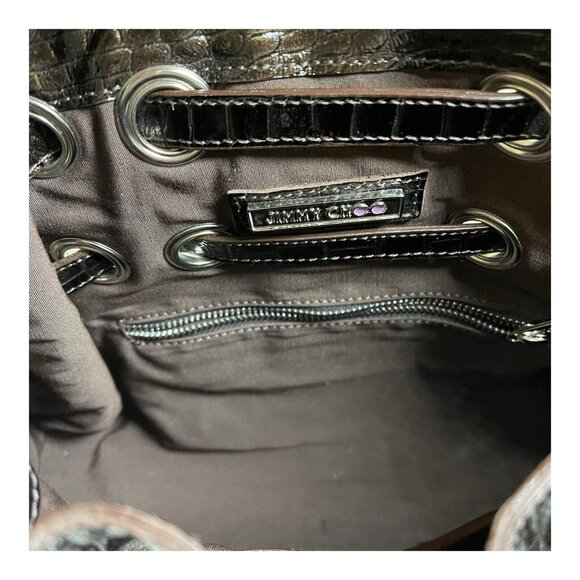 Jimmy Choo Ramona Handbag Purse Shoulder Bag Brown Alligator Croc Leather 15x10 - Picture 13 of 14